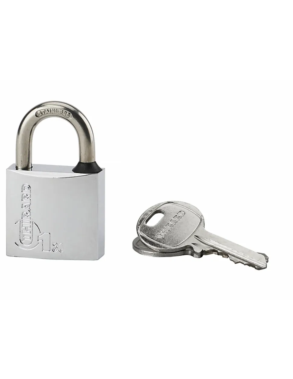 Cadenas à clé Type 1, laiton, extérieur, anse inox, 30mm, 2 clés - THIRARD