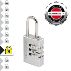 Cadenas à combinaison Master Lock 7620EURT aluminium l.20 mm hauteur de l'anse 21 mm vendu par 2
