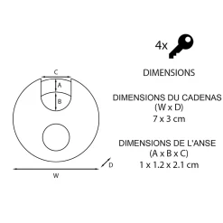 Cadenas à combinaison Master Lock Excell M40EURDNUM disque en zinc Ø70 mm hauteur de l'anse 16 mm