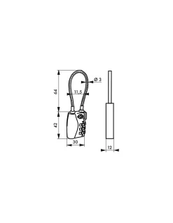 Cadenas à combinaison TSA à cable, 3 chiffres, voyage, 30mm - THIRARD
