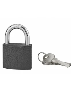 Cadenas ACERA gris à clé, base 50 mm, anse acier cémenté, 3 clés - SERRUPRIX