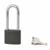 Cadenas ACERA gris à clé, base 40 mm, anse 1/2 haute 61 mm, anse acier cémenté, 3 clés - SP