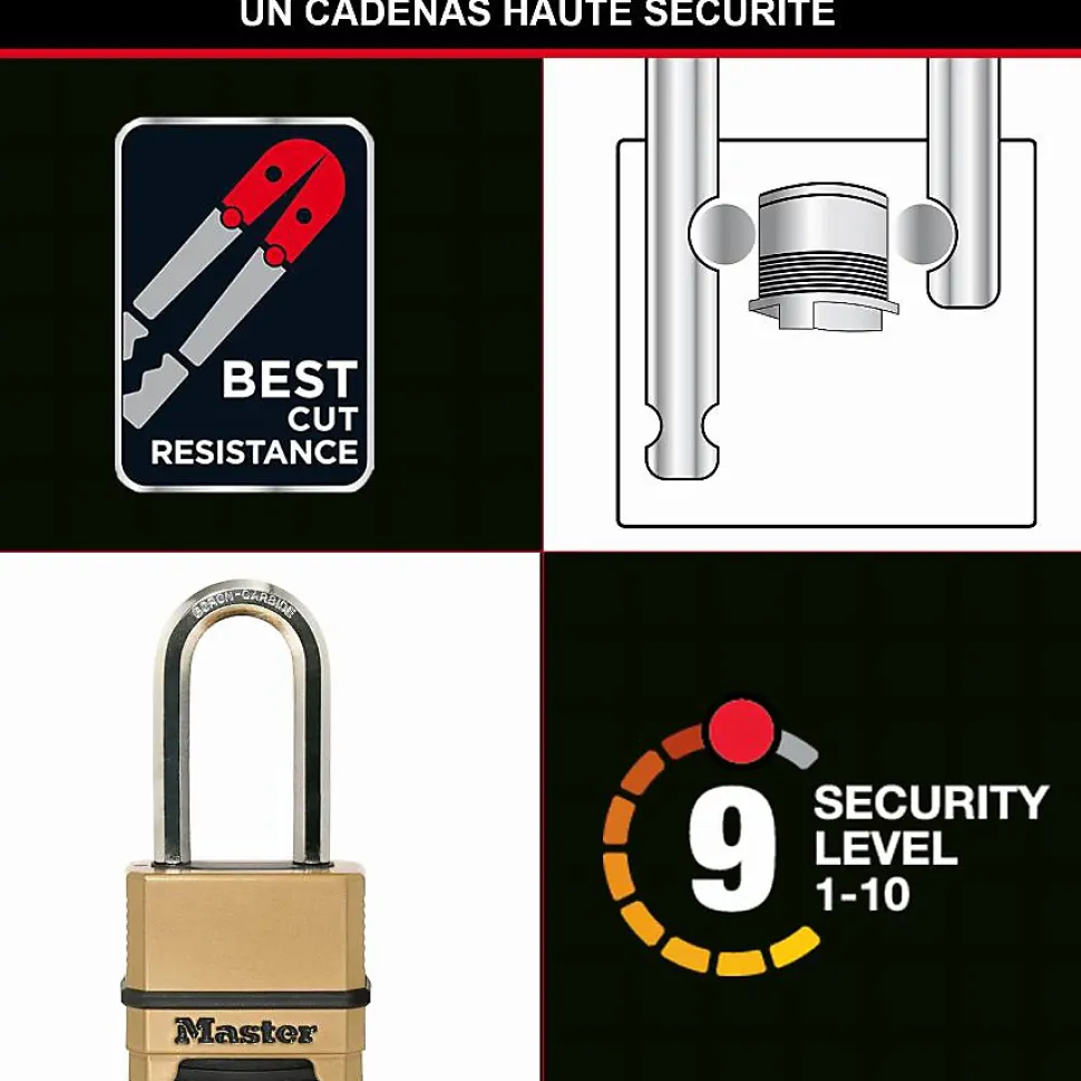 Cadenas Haute Sécurité Combinaison Zinc Anse XL Extérieur M175EURDLH
