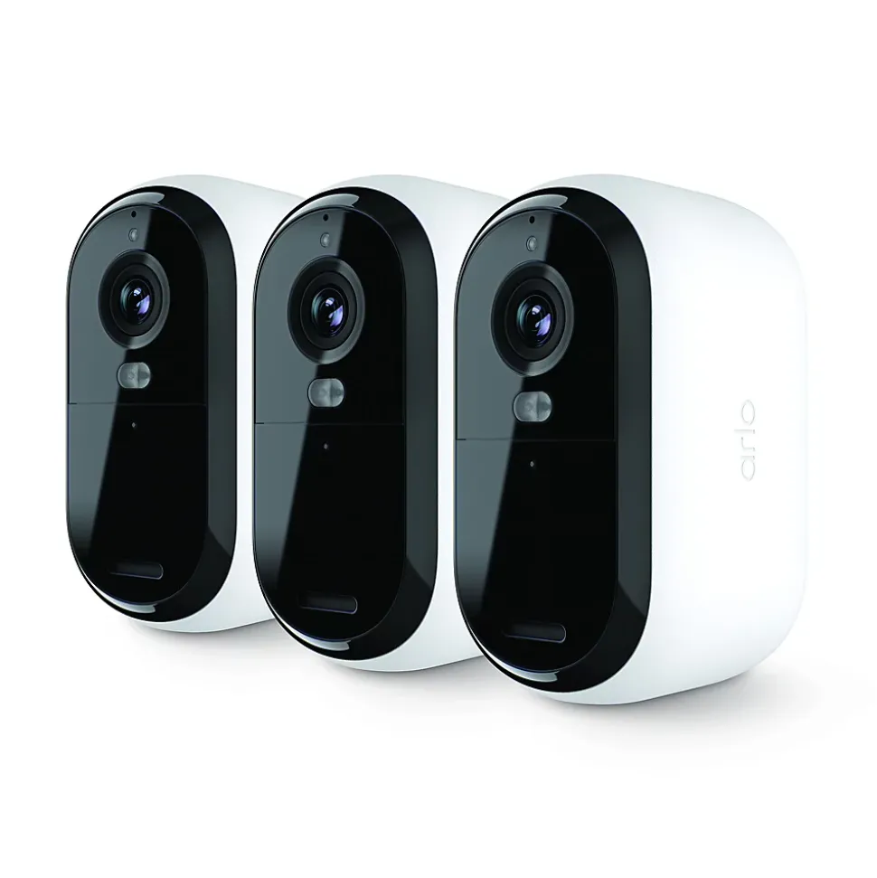 Caméra de vidéosurveillance extérieure Arlo Essential2 2k blanc vendue par 3 pièces