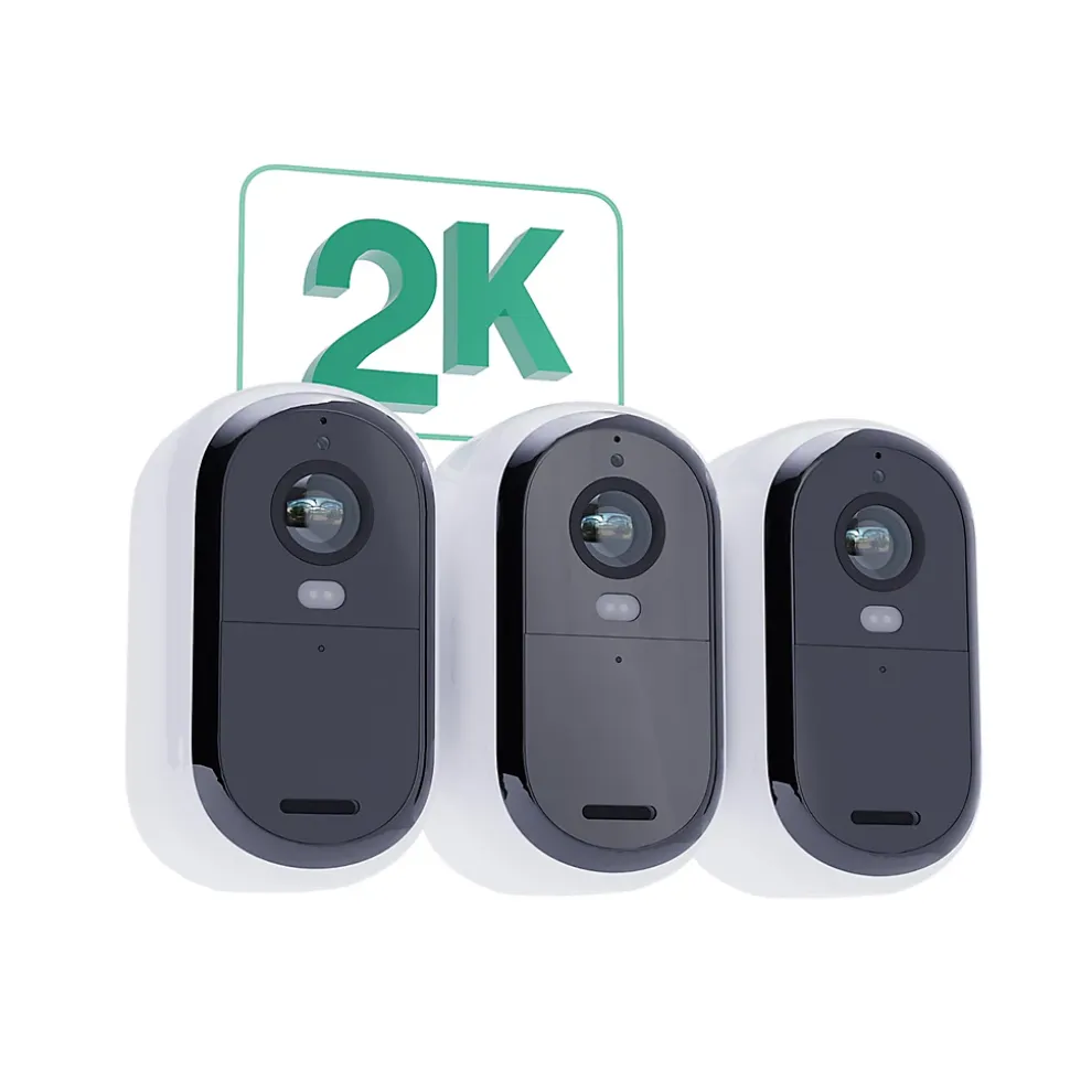 Caméra de vidéosurveillance extérieure Arlo Essential2 2k blanc vendue par 3 pièces