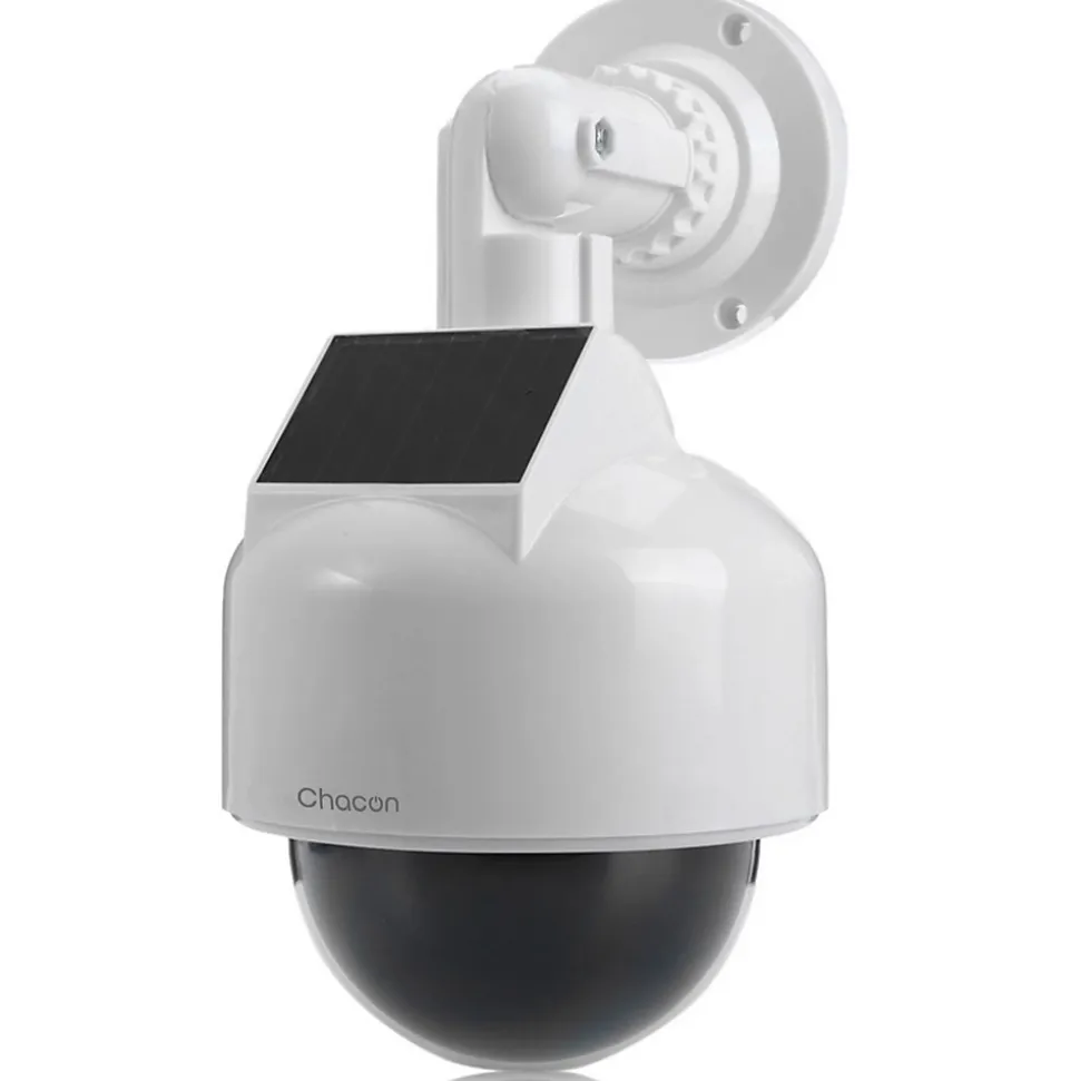 Caméra factice solaire forme dôme LED bleue Chacon
