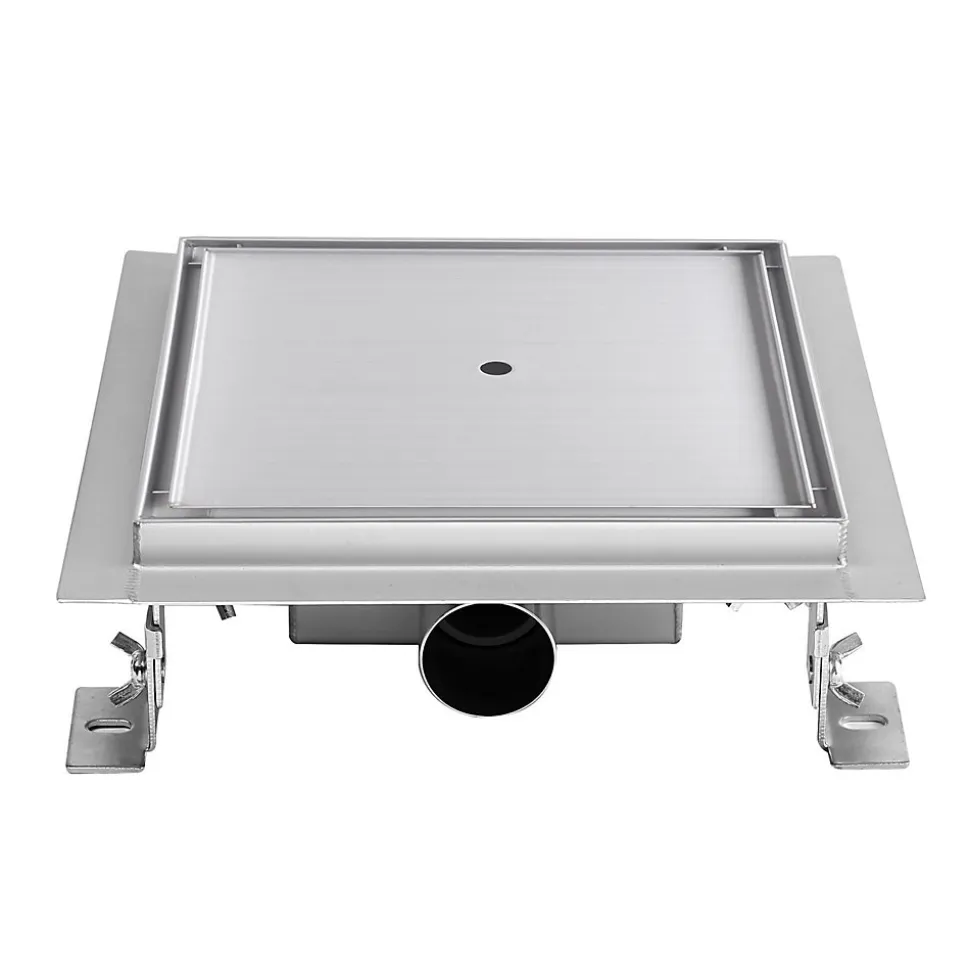 Caniveau de douche à carreler carré CIREA 20 x 20 cm, siphon anti-odeurs, drainage 36l/min, hauteur réglable SANIVERRE