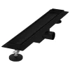 Caniveau de Douche 50 cm 2en1 à Carreler, Noir, Acier Inoxydable