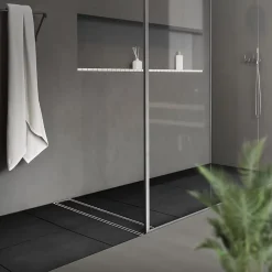 Caniveau de Douche 60 cm 2en1 à Carreler, Argent, Acier Inoxydable