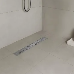 Caniveau de douche à l'Italienne GUMI motif bulle L.60 cm acier, anti-odeurs, débit élevé -SANIVERRE