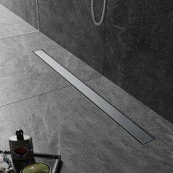 Caniveau de Douche en acier inoxydable SIRHONA à l'Italienne, Canal de douche 100 cm avec Filtre à Cheveux