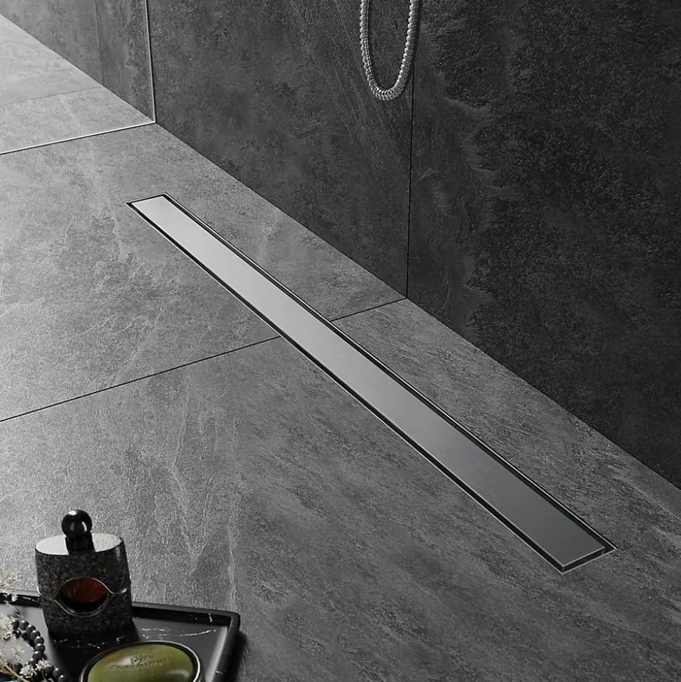Caniveau de Douche en acier inoxydable SIRHONA à l'Italienne, Canal de douche 100 cm avec Filtre à Cheveux