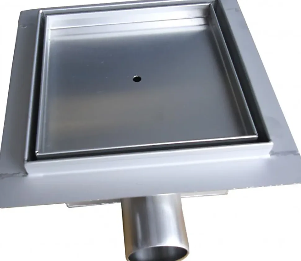 Caniveau de douche en acier inoxydable S8 pour douche prêt à carreler - dimensions 15x15cm