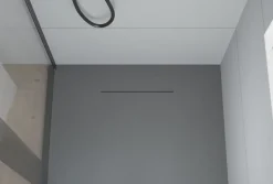 Caniveau de douche en Acier inox avec Siphon évacuation, Drain de cabine de douche avec Filtre anti-odeurs, Métal, FlexM03, 80cm
