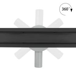 Caniveau de douche 2en1 VINY L.100 cm, réversible à carreler ou inox noir + siphon 360, drainage 36l/min - SANIVERRE
