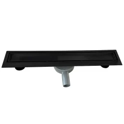 Caniveau de douche 2en1 VINY L.80 cm, réversible à carreler ou inox noir + siphon 360, drainage 36l/min - SANIVERRE