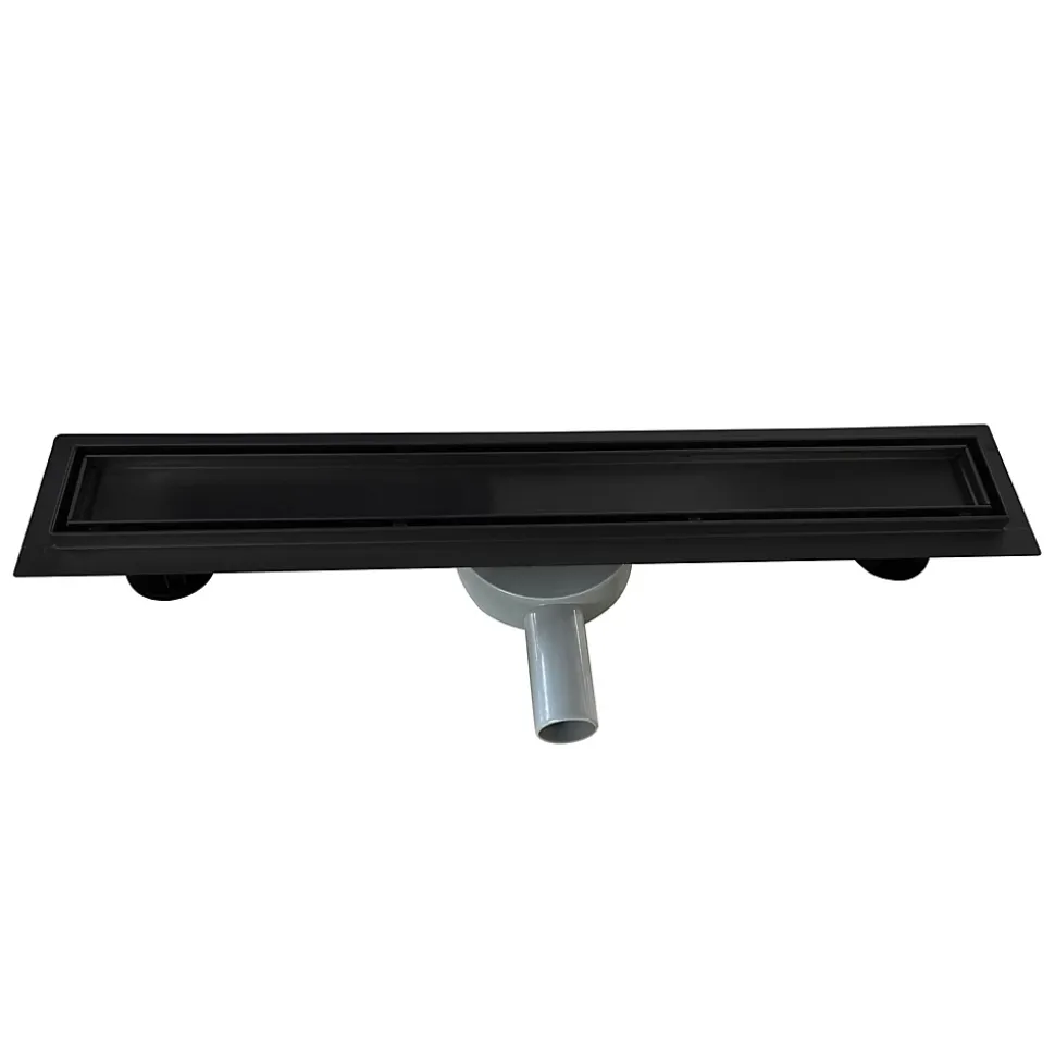 Caniveau de douche 2en1 VINY L.50 cm, réversible à carreler ou inox noir + siphon 360, drainage 36l/min - SANIVERRE