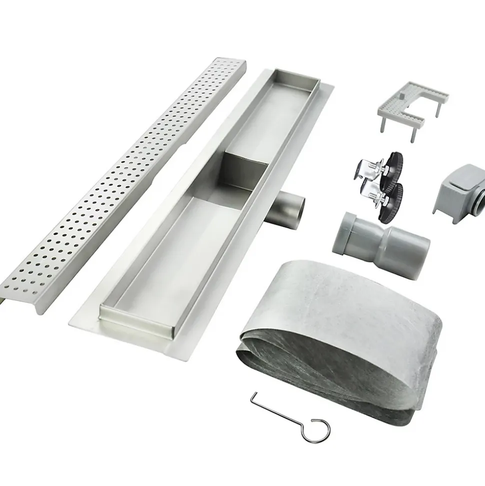 Caniveau de douche HOXY motif en pointillé L.50 cm anti-odeurs, filtre, drainage performant -SANIVERRE