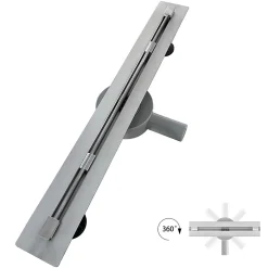 Caniveau de douche italienne slim DEKI L.70 cm acier inoxydable avec siphon 360, drainage performant SANIVERRE