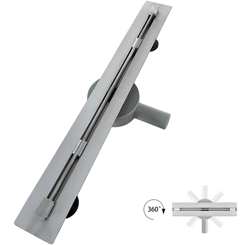 Caniveau de douche italienne slim DEKI L.70 cm acier inoxydable avec siphon 360, drainage performant SANIVERRE
