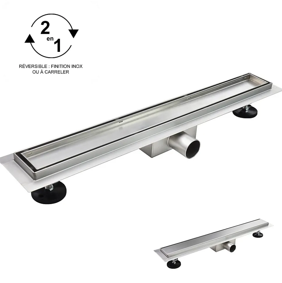 Caniveau de douche Italienne 2en1 CELO L.100 cm à encastrer réversible à carreler ou inox - SANIVERRE
