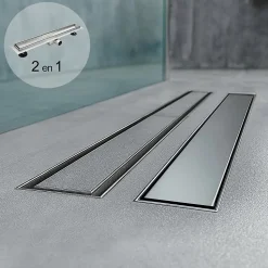 Caniveau de douche Italienne 2en1 CELO L.100 cm à encastrer réversible à carreler ou inox - SANIVERRE