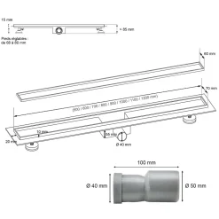 Caniveau de douche Italienne 2en1 CELO L.80 cm à encastrer réversible à carreler ou inox - SANIVERRE