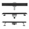 Caniveau de douche italienne étroit noir SAMY L.50 cm siphon 360, drainage 36l/min, hauteur réglable SANIVERRE