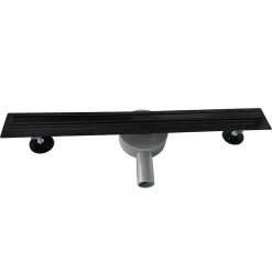 Caniveau de douche italienne étroit noir SAMY L.50 cm siphon 360, drainage 36l/min, hauteur réglable SANIVERRE