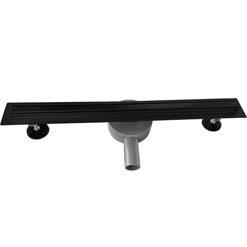 Caniveau de douche italienne étroit noir SAMY L.50 cm siphon 360, drainage 36l/min, hauteur réglable SANIVERRE