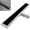 Caniveau de douche KODY L.70 cm verre noir et inox, siphon anti-odeurs, drainage performant -SANIVERRE