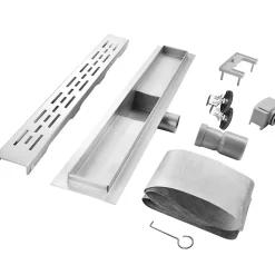 Caniveau de douche L.120 cm JAZY design linéaire, inox, anti-odeurs, drainage élevé - SANIVERRE