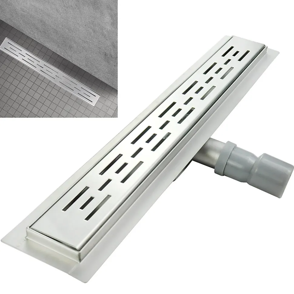 Caniveau de douche L.60 cm JAZY design linéaire, inox, anti-odeurs, drainage élevé - SANIVERRE