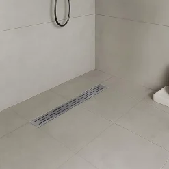 Caniveau de douche L.60 cm JAZY design linéaire, inox, anti-odeurs, drainage élevé - SANIVERRE