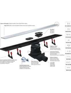 Caniveau de douche sans cadre en or plaqué 24 carats FRAMELESS LINE-55 cm--