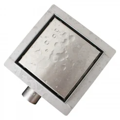 Caniveau de douche T02 en acier inoxydable pour douche - drain de douche inclus - 15x15x6,7cm (HxLxP)