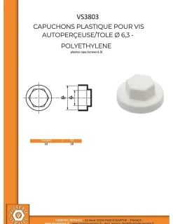 Capuchon plastique Vis Diamètre 6.3 Surplat 10 RAL9010 blanc pur - 1 pièce