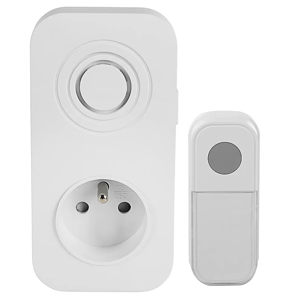 Carillon enfichable prise gigogne et bouton sans fil Blyss Soft Touch 36 mélodies