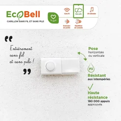 Carillon sans fil et bouton sans pile SCS Sentinel EcoBell 100