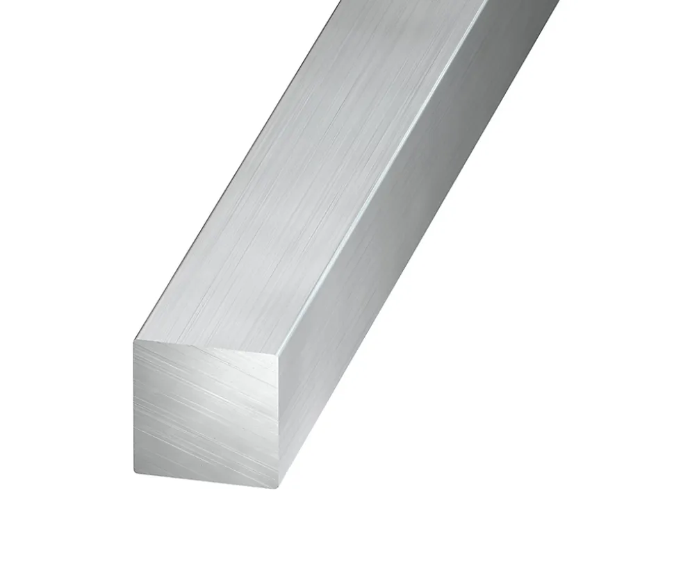 Carré aluminium brut 6 x 6 mm, 1 m Argent
