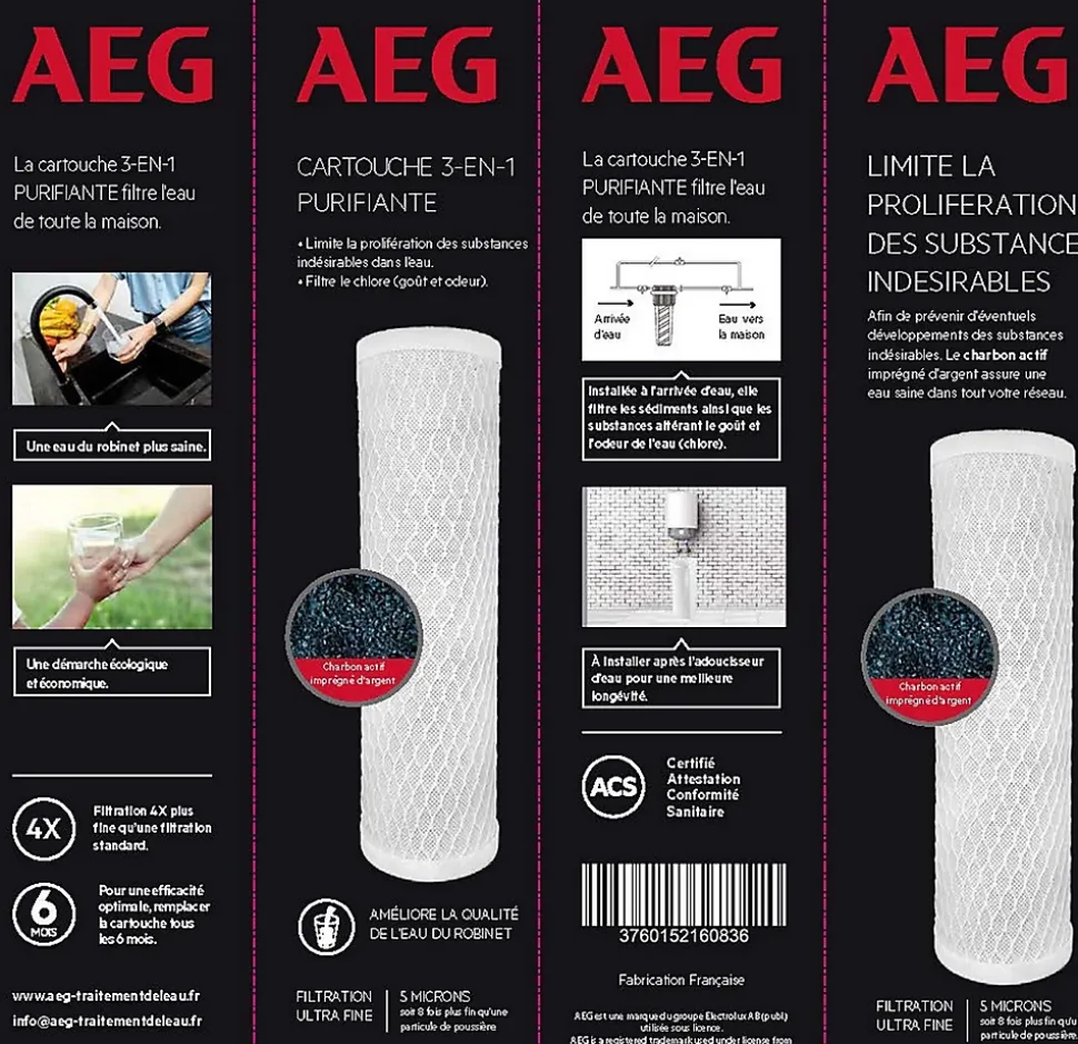 Cartouche de charbon actif AEG 3 en 1 Purifiante