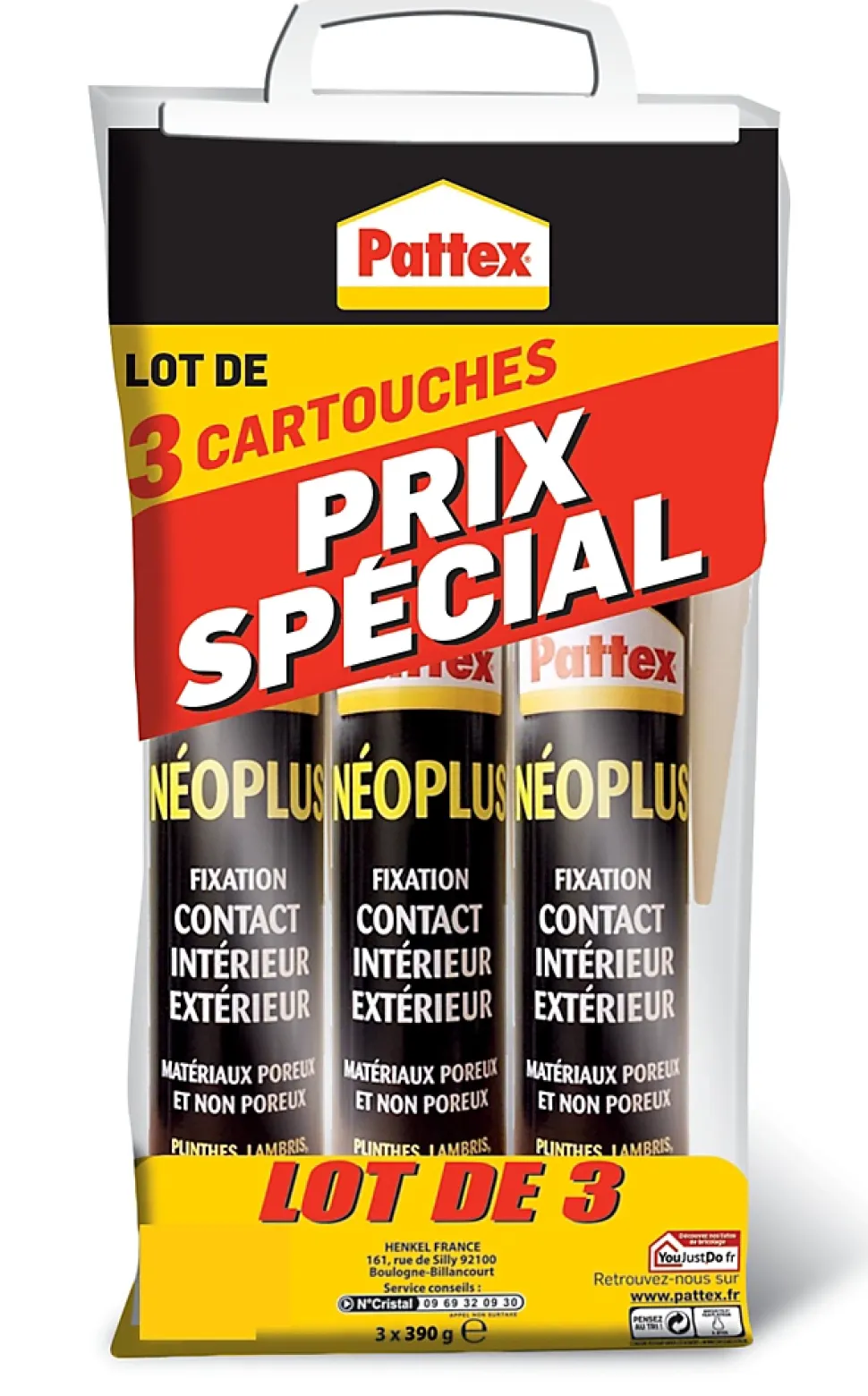 Cartouche Neoplus 345g Pattex vendue par 3 pièces