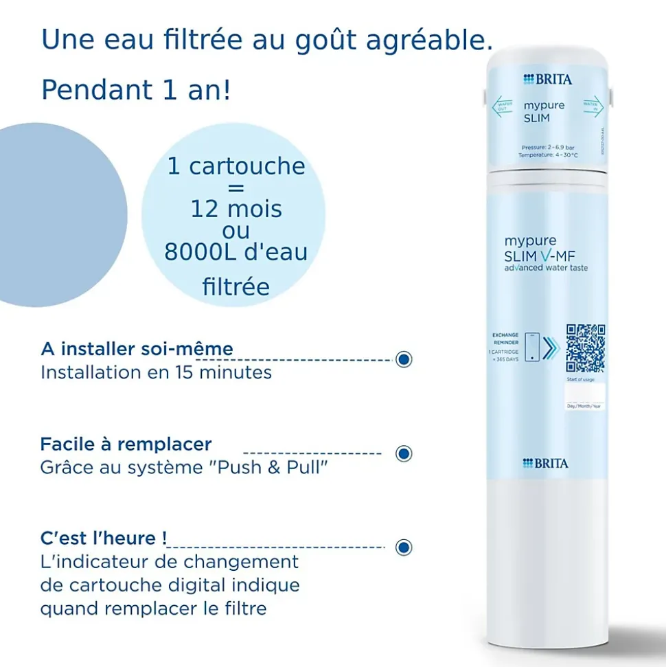 Cartouche pour système de filtration d'eau sous évier Brita Mypure SLIM V-MF