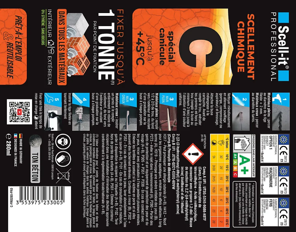 Cartouches de scellement chimique Scell-it 280 ml