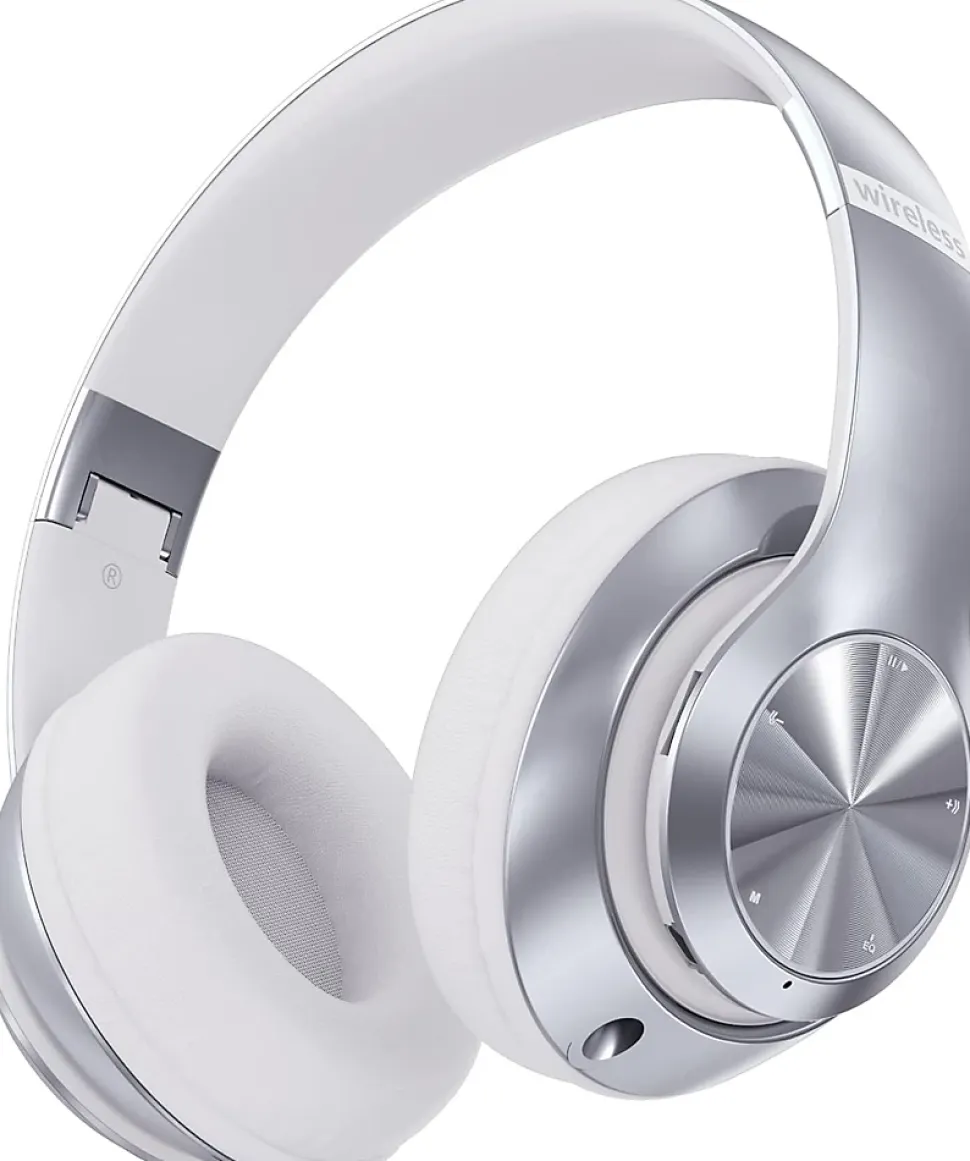 Casque Bluetooth 9S sur l'oreille gris blanc