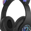 Casque Bluetooth sans Fil Pliable d'oreille de Chat avec Micro intégré noir