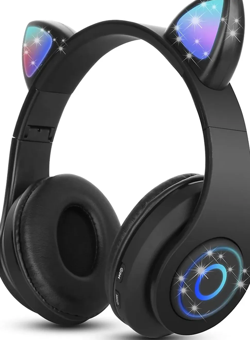 Casque Bluetooth sans Fil Pliable d'oreille de Chat avec Micro intégré noir