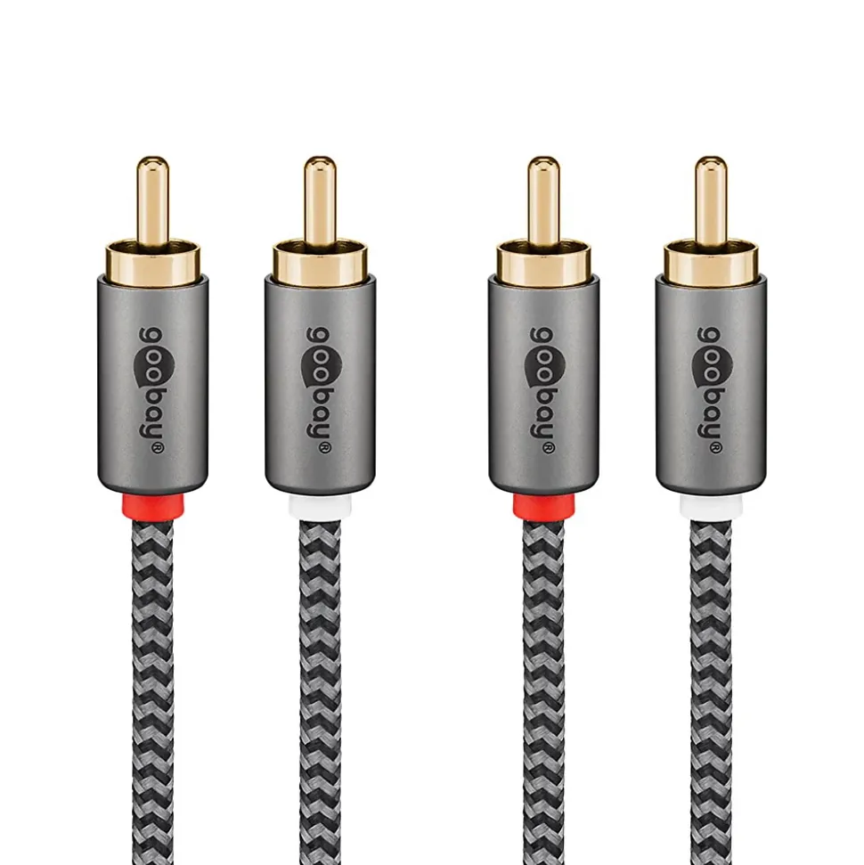 Câble audio 2 RCA mâles gold 2 mètres GOOBAY