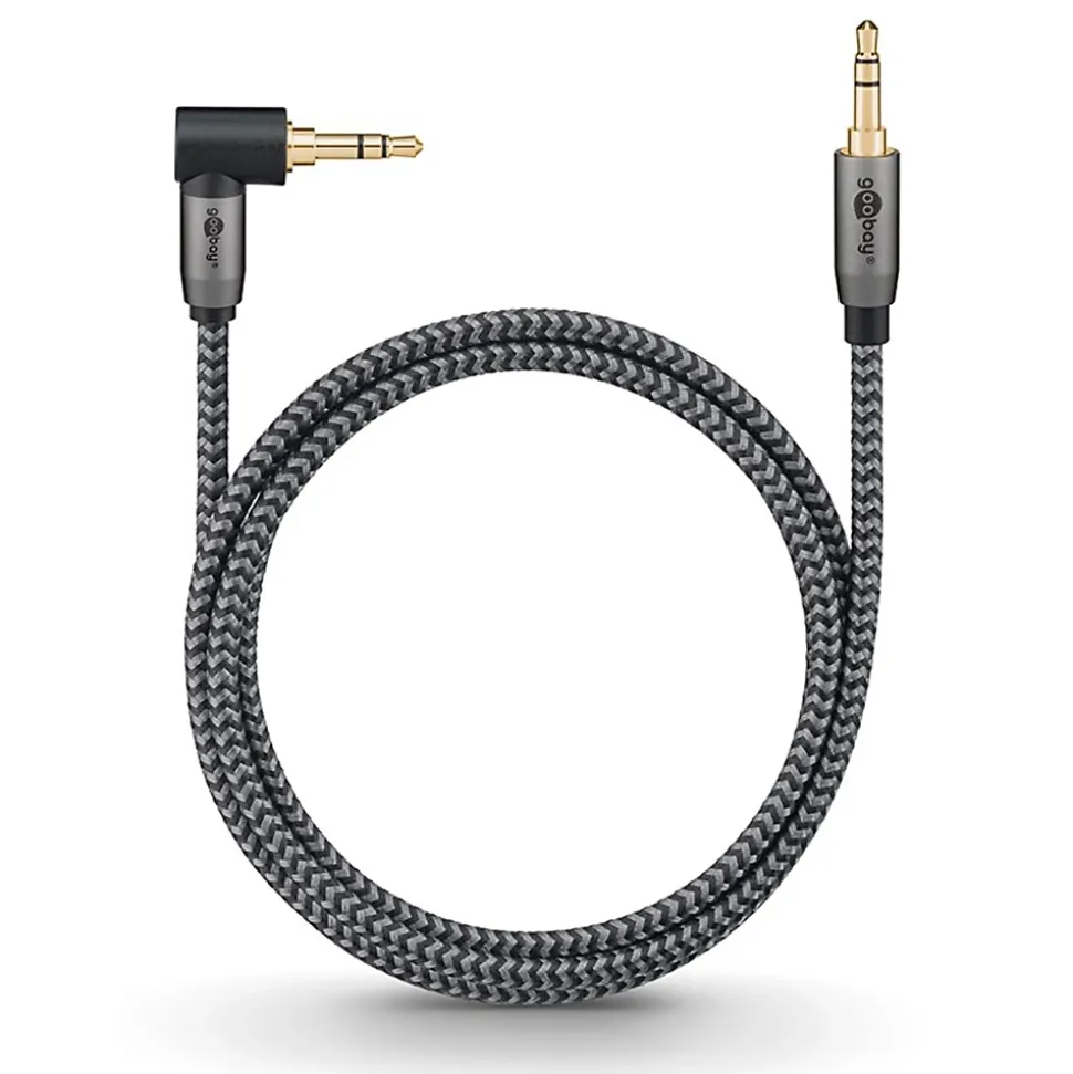 Câble audio Jack 3.5 coudé 90 or 1 m GOOBAY