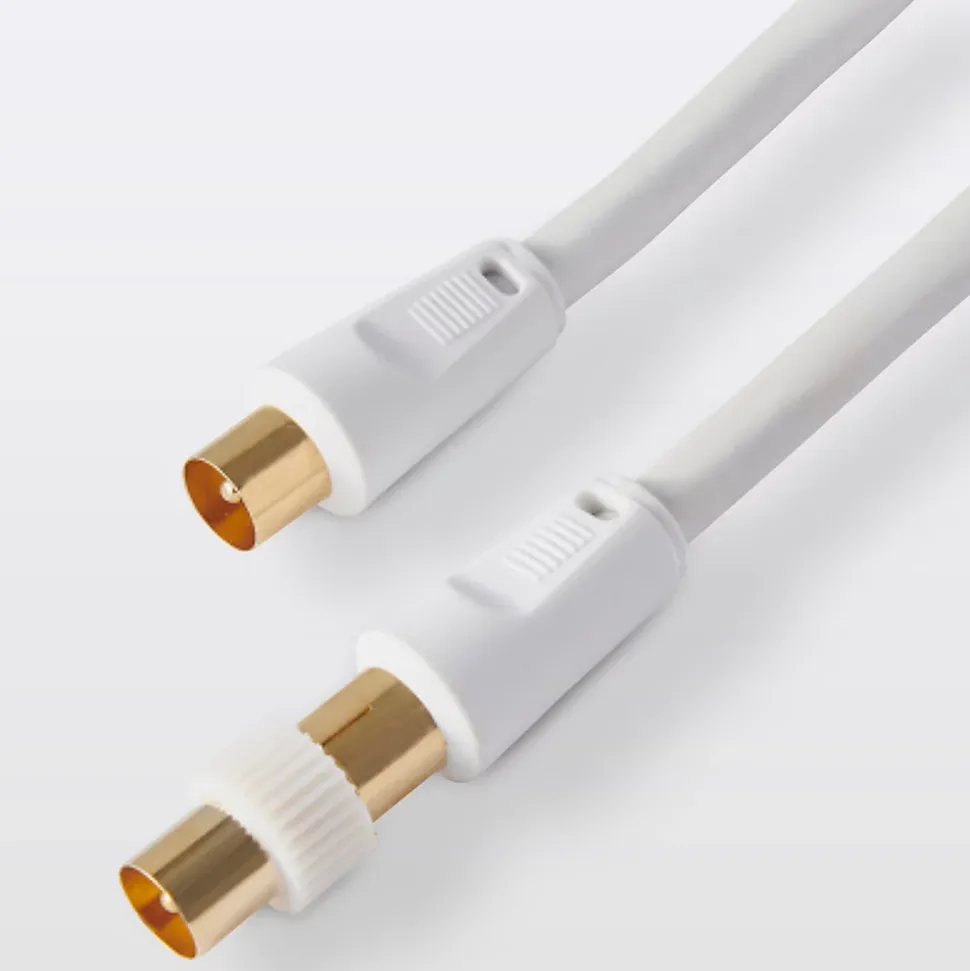 Câble coaxial Mâle / Femelle + adaptateur Mâle / Mâle blanc Blyss Or, 3 m